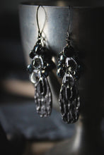 Load image into Gallery viewer, Dark &amp; Stormy | Thundershower. Artisan Pewter &amp; Glass Earrings.