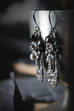 Load image into Gallery viewer, Dark &amp; Stormy | Thundershower. Artisan Pewter &amp; Glass Earrings.