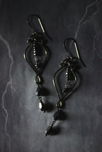 Load image into Gallery viewer, Dark &amp; Stormy | Nimbus. Gemstone &amp; Glass Drop Earrings.