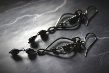 Load image into Gallery viewer, Dark &amp; Stormy | Nimbus. Gemstone &amp; Glass Drop Earrings.