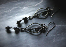 Load image into Gallery viewer, Dark &amp; Stormy | Nimbus. Gemstone &amp; Glass Drop Earrings.