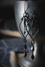 Load image into Gallery viewer, Dark &amp; Stormy | Nimbus. Gemstone &amp; Glass Drop Earrings.