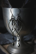Load image into Gallery viewer, Dark &amp; Stormy | Nimbus. Gemstone &amp; Glass Drop Earrings.