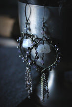 Load image into Gallery viewer, Dark &amp; Stormy | Altocumulus. Gemstone Hoop &amp; Fringe Earrings.