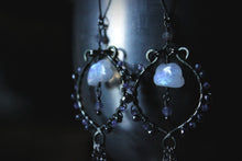 Load image into Gallery viewer, Dark &amp; Stormy | Altocumulus. Gemstone Hoop &amp; Fringe Earrings.