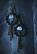 Load image into Gallery viewer, Dark &amp; Stormy | Altocumulus. Gemstone Hoop &amp; Fringe Earrings.