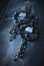 Load image into Gallery viewer, Dark &amp; Stormy | Altocumulus. Gemstone Hoop &amp; Fringe Earrings.
