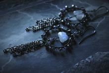 Load image into Gallery viewer, Dark &amp; Stormy | Altocumulus. Gemstone Hoop &amp; Fringe Earrings.