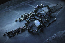 Load image into Gallery viewer, Dark &amp; Stormy | Altocumulus. Gemstone Hoop &amp; Fringe Earrings.