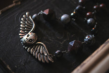 Load image into Gallery viewer, The Caretaker. Winged Skull Pendant &amp; Gemstone Necklace.