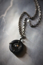 Load image into Gallery viewer, Dark &amp; Stormy | Betwixt &amp; Between || Piercing The Dark. Glass Ring Pendant Necklace.