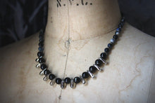 Load image into Gallery viewer, Dark &amp; Stormy | Silver Tears. Hand-strung Gemstone &amp; Glass Necklace.