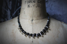 Load image into Gallery viewer, Dark &amp; Stormy | Silver Tears. Hand-strung Gemstone &amp; Glass Necklace.