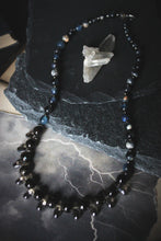Load image into Gallery viewer, Dark &amp; Stormy | Silver Tears. Hand-strung Gemstone &amp; Glass Necklace.