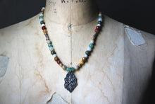 Load image into Gallery viewer, Bloodroot Season | Colonies. Gemstone &amp; Artisan Pewter Necklace.