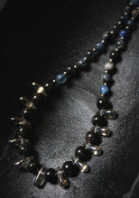 Load image into Gallery viewer, Dark &amp; Stormy | Silver Tears. Hand-strung Gemstone &amp; Glass Necklace.