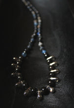 Load image into Gallery viewer, Dark &amp; Stormy | Silver Tears. Hand-strung Gemstone &amp; Glass Necklace.