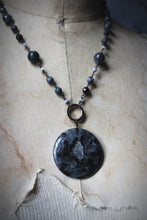 Load image into Gallery viewer, Dark &amp; Stormy | The Graying Shroud. Beaded Gemstone Pendant Necklace.