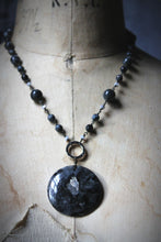 Load image into Gallery viewer, Dark &amp; Stormy | The Graying Shroud. Beaded Gemstone Pendant Necklace.