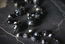 Load image into Gallery viewer, Dark &amp; Stormy | The Graying Shroud. Beaded Gemstone Pendant Necklace.