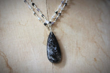 Load image into Gallery viewer, Dark &amp; Stormy | Phantom Gale. Double-strand Beaded Gemstone Pendant Necklace.