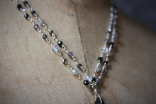 Load image into Gallery viewer, Dark &amp; Stormy | Phantom Gale. Double-strand Beaded Gemstone Pendant Necklace.