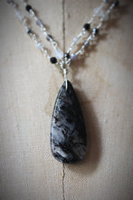 Load image into Gallery viewer, Dark &amp; Stormy | Phantom Gale. Double-strand Beaded Gemstone Pendant Necklace.