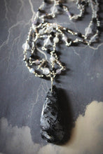 Load image into Gallery viewer, Dark &amp; Stormy | Phantom Gale. Double-strand Beaded Gemstone Pendant Necklace.