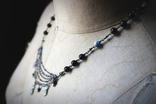 Load image into Gallery viewer, Dark &amp; Stormy | Onding. Beaded Gemstone Petite Festoon Necklace.