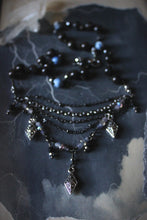 Load image into Gallery viewer, Dark &amp; Stormy | Onding. Beaded Gemstone Petite Festoon Necklace.