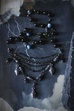 Load image into Gallery viewer, Dark &amp; Stormy | Onding. Beaded Gemstone Petite Festoon Necklace.