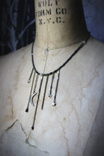Load image into Gallery viewer, Dark &amp; Stormy | Buried Moon. Hand-strung Beaded Fringe Necklace.