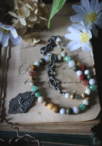 Bloodroot Season | Colonies. Gemstone & Artisan Pewter Necklace.