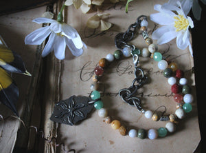 Bloodroot Season | Colonies. Gemstone & Artisan Pewter Necklace.