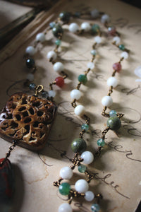 Bloodroot Season | Sanguinaria. Beaded Gemstone Pendant Necklace.