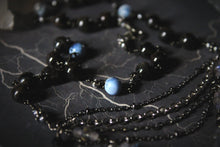 Load image into Gallery viewer, Dark &amp; Stormy | Onding. Beaded Gemstone Petite Festoon Necklace.