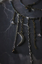 Load image into Gallery viewer, Dark &amp; Stormy | Buried Moon. Hand-strung Beaded Fringe Necklace.