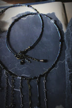 Load image into Gallery viewer, Dark &amp; Stormy | Buried Moon. Hand-strung Beaded Fringe Necklace.