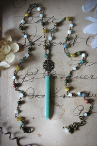 Bloodroot Season | Gentle Spring || Woodland Garden. Beaded Gemstone Necklace.