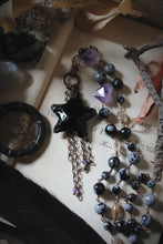 Load image into Gallery viewer, Season of the Witch, Pt.II | The Dark Star. Beaded Obsidian Pendant Necklace.