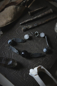 Season of the Witch, Pt.II | Maiden, Mother & Crone. Vintage Steel Gemstone Bracelet.