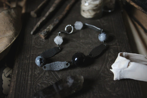 Season of the Witch, Pt.II | Maiden, Mother & Crone. Vintage Steel Gemstone Bracelet.