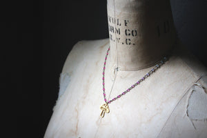 Rainbow 'Shroom No.2. Gradient Crystal & Mushroom Pendant Necklace.