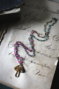 Rainbow 'Shroom No.2. Gradient Crystal & Mushroom Pendant Necklace.