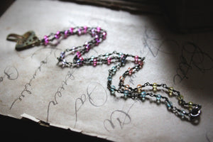 Rainbow 'Shroom No.2. Gradient Crystal & Mushroom Pendant Necklace.