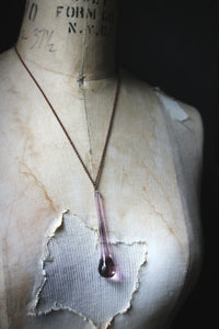 Rosewater. Vintage Chandelier Glass Drop & Copper Necklace.