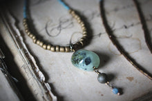 Load image into Gallery viewer, Lucid Dreaming. Glass Bead &amp; Prehnite Necklace.