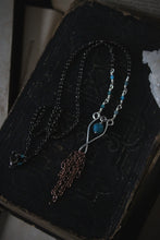 Load image into Gallery viewer, Frolic II. Apatite Mixed Metals Tassel Necklace.