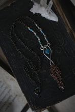 Load image into Gallery viewer, Frolic II. Apatite Mixed Metals Tassel Necklace.