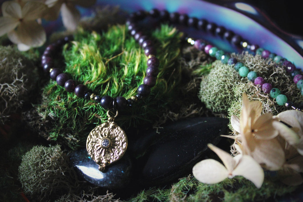 Midsummer Night's Magic  | Hermia. Beaded Gemstone Pendant Necklace.